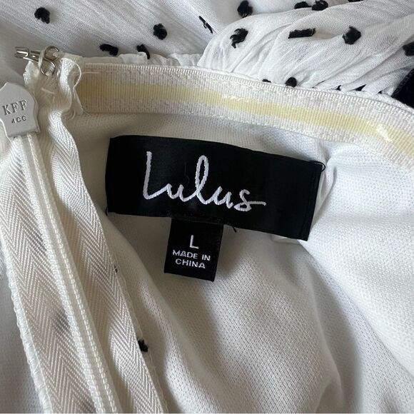 Lulus Polka Dot Cold Shoulder Midi Dress NEW Size Large - Picture 9 of 9